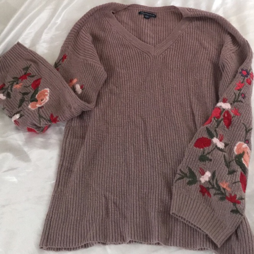 Floral embroidered sweater